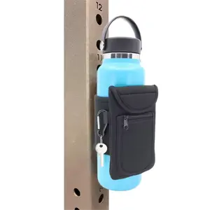 Gym Fitness Magnetic Water Bottle Sleeve Pouch Non-slip Magnet Cup Covers Pouch With Pocket Cellphone Key Wallet Bag