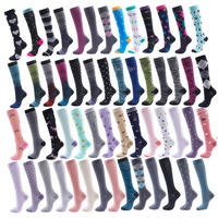 Chaussettes de compression athlétiques colorées pour hommes et femmes, hauteur genou, 20-30 mmHg, pour la course et l'allaitement, vente en gros