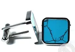 Gemelos personalizados de joyería Gentdes Chapado en plata Titanio Acero Turquesa y incrustaciones de madera Fabricación de joyas Gemelos de lujo para hombres - Product Image 4