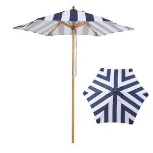 Paraguas de madera personalizado de 1,6 m y 2m con sombrilla de playa Push Open <span class=keywords><strong>Pin</strong></span> Stop <span class=keywords><strong>Parasol</strong></span> de tela de poliéster de madera para Lucky Lager - Product Image 1