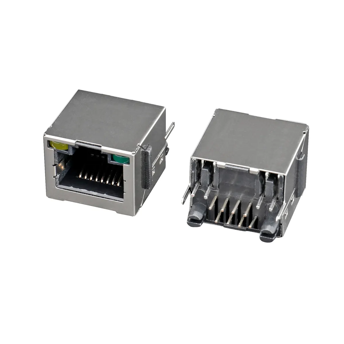 Led cat5 cat6 Vertical RJ45 female Connector 1 port metal RJ45 modular jack connector plug 8p8c ethernet rj45 Connector pcb jack