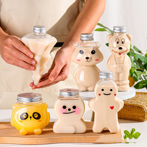 Chai nước giải khát nhựa dùng một lần trong suốt, hình dạng hoạt hình sáng tạo, bán buôn, có nắp nhôm - Product Image 4