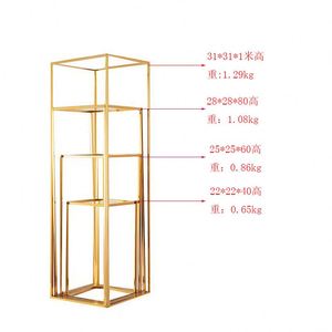 ชั้นวางดอกไม้เหล็กทรงสี่เหลี่ยมสำหรับงานแต่งงาน แบบถอดประกอบได้ ตกแต่งฉากงานเลี้ยง สีทองและสีเงิน สำหรับตกแต่งโต๊ะงานแต่งงาน - Product Image 4