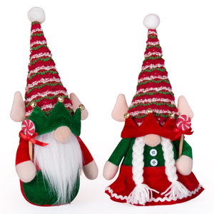 LINGKAI Striped Knit Hat Elf Gnome Doll Plush <b>Christmas</b> Tabletop Toy Ornament for Holiday Decor - Product Image 5