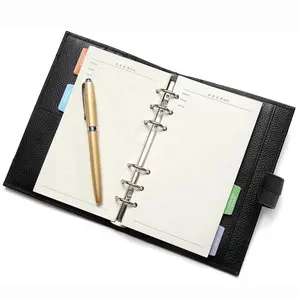 Guangzhou Factory Custom Genuine Leather A5 Binder Notebook With 100 Pieces Sheets Write Paper