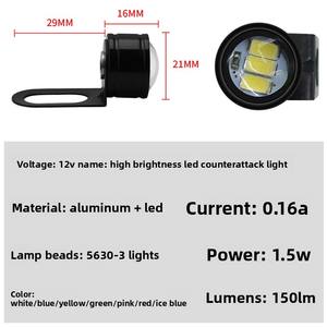 YD Lumière LED Clignotante Œil d'Aigle Température de Couleur Bleue 3000K Lampe <span class=keywords><strong>Arrière</strong></span> DRL pour Voiture et <span class=keywords><strong>Moto</strong></span> Ampoule LED Œil de Faucon - Product Image 5