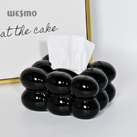 Boîte à mouchoirs rectangulaire en céramique Hubble-bubble, décoration créative pour table de toilette, support personnalisé pour décoration de la maison, noir Wesmo