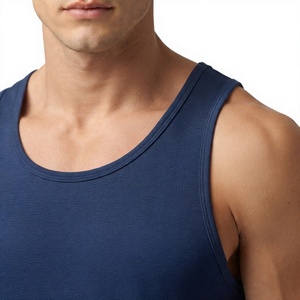 <b>Mens</b> Breathable Front Logo Solid Pattern Knitted <b>Gym</b> <b>Vest</b> Tank Top Casual Fitness Shirt OEM Custom - Product Image 5