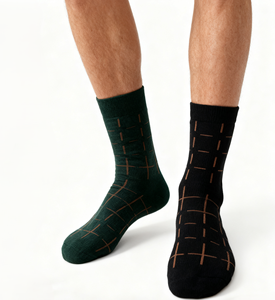Calcetines de Hombre Transpirables con Patrón de Cuadrícula Tejida - Ajuste Elástico Suave, Spandex/Algodón, Secado Rápido, Sin Métodos de Impresión, Uso Diario/Business - Product Image 2