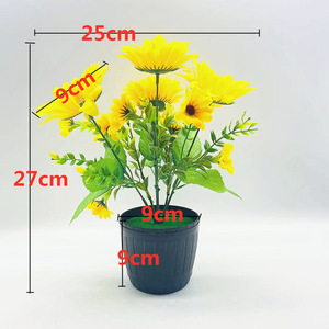 Planta Artificial de Girasol Qi Xing en Maceta de 27 cm, Flor de Seda para Decoración de Interiores, Maceta Verde - Product Image 2