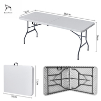 Table pliante en plastique portable et durable pour l'extérieur, design moderne, idéale pour la restauration, les cours, les parcs et les espaces extérieurs