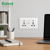 Kolani UK Enchufe de Pared Doble Universal con Interruptor e Indicador de Neón 13A 250V, Enchufe de Alimentación Controlado de Doble Puerto de PC Blanco
