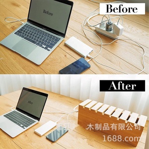 Boîte de gestion des câbles en bois pour dissimuler les multiprises/prises électriques dans le bureau à domicile - Product Image 4