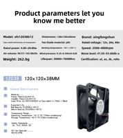 Ventilateur en plastique à double roulement à billes 12038 haute vitesse DC 5V/12V, antichoc et à faible bruit, conception OEM/ODM pour le refroidissement des châssis de serveur