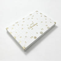 Boîtes cadeaux personnalisées pour calendrier de l'avent de Noël de 24 jours, boîtes surprises laminées mat avec motif flocon de neige en feuille d'or