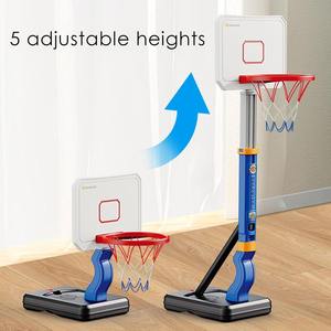 Support de panier de <span class=keywords><strong>basket</strong></span>-ball à hauteur réglable avec 4 balles pour enfants, intérieur, extérieur, sports au bord de la piscine et jeux amusants en famille - Product Image 4