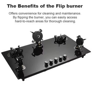 Piano cottura a gas da incasso a cinque fuochi con superficie in vetro temperato nero e 5 bruciatori <span class=keywords><strong>Smart</strong></span> Gas Stove - Product Image 4