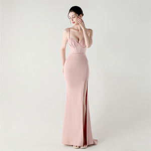 33358 nuovo <span class=keywords><strong>abito</strong></span> da sera con perline da sposa con perline a griglia tridimensionale a spina di pesce con lacci a vita - Product Image 2
