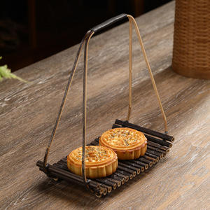 Bamboo Raft <b>Snack</b> <b>Tray</b> With Handle Home Hotel Serving Dish Solid Pattern TL002 - Product Image 4