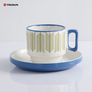 Microonde lavabile lavastoviglie multicolore Latte Macchiato colori assortiti bere ceramica 8 oz caffè cappuccino tazze con piattino - Product Image 5