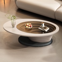 Table Basse Électrique Moderne Simple en Bois avec Plateau en Marbre et Meuble TV Design – Mobilier de Salon Haut de Gamme Luxe Facile à Nettoyer