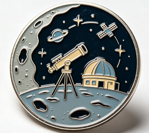 Custom Hard Enamel Metal Insignia Round Emblem Telescope Satellite Observatory Lapel <b>Pin</b> Uniform Decoration Gift - Product Image 3