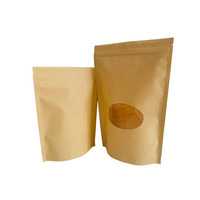 Sachets refermables personnalisés en kraft brun avec fenêtre transparente pour biscuits, bonbons, café, aliments pour bébés, sucre