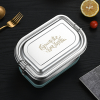 Boîte à lunch en acier inoxydable SUS 304, boîte à lunch scolaire, récipient alimentaire avec fond en silicone