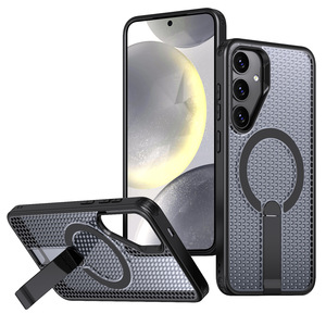 Custodia Protettiva Traspirante con Griglia di Raffreddamento e Adsorbimento Magnetico per <span class=keywords><strong>Samsung</strong></span> S24 S25 S26 Ultra, con Cavalletto Integrato - Product Image 1