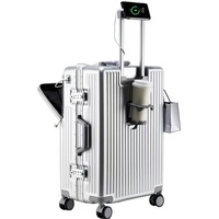 Terlaris bisnis kapasitas besar Carry-On koper bingkai aluminium Trolley Case depan buka Universal untuk pria wanita