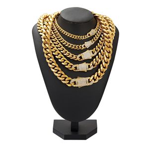 Wholesale Miami Cuban Link <b>Chain</b> Necklace with <b>Iced</b> <b>Out</b> Buckles, Mirror Polishing Stainless Steel with 18K PVD Plated - Product Image 4