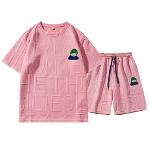 بدلة الصيف ANSZKTN الرجال الجاكار الاتجاه قطعتين الصيف قصيرة الأكمام السراويل بدلة - Product Image 1