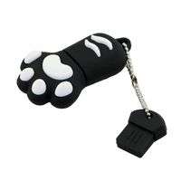 Nette Katze Klaue Pfote Pendrive 128 GB 8 GB 16G 64GB Silikon Memoria USB Schlüssel Stick 4GB 32GB 256GB-Stick Mini Geschenk Lanyard Schwarz