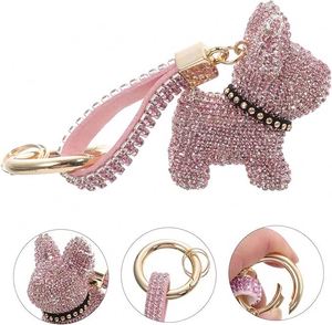 Porte-clés Bouledogue Français Diamanté, Pendentif en Cristal pour Femme, Accessoire de Sac Élégant, Breloque pour Clés de Voiture et Sacs à Main - Product Image 4