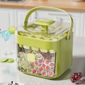 Nueva Caja de Hielo de Gran Capacidad, Apta para Alimentos, Cubetera de Doble Capa con Molde para Cubos de Hielo Prensados y Asa Extraíble - Product Image 2