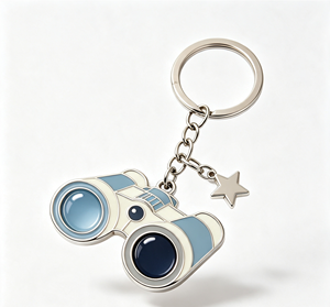 <b>Camera</b> Metal Key Chain Enamel Binocular Keyring Silver Blue Pendant Gift Accessory - Product Image 2