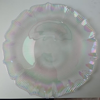 Assiette de présentation en verre irisé arc-en-ciel, sous-assiette côtelée motif soleil floral pour location de mariage et décoration de table à domicile