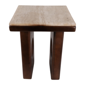 Tavolino quadrato con piano in marmo e base in legno per l'arredamento di soggiorno e camera da letto - Product Image 4