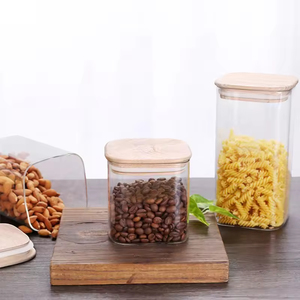 Pot de conservation alimentaire en verre borosilicate de haute qualité, design nordique moderne, préservation de la fraîcheur, écologique, résistant à la chaleur, couvercle en bambou - Product Image 6