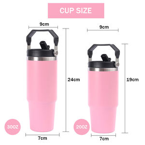 Venta al por Mayor de Vasos Térmicos de Café de Doble Pared de 20oz y 30oz para Viaje con Tapa, Popote y Asa para Bebidas Calientes y Frías - Product Image 5