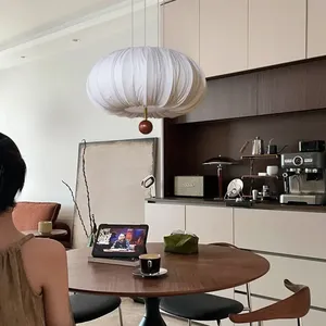 Pháp phong cách LED ấm vải trần Đèn chùm cho phòng ngủ ăn nghiên cứu bí ngô hình bầu dục kim loại lịch thi đấu trong nhà trang trí nội thất chiếu sáng - Product Image 4