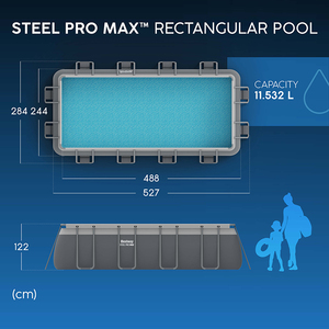 <span class=keywords><strong>Piscina</strong></span> <span class=keywords><strong>Bestway</strong></span> 56671 Rectangular 11532 L Grande, <span class=keywords><strong>Estructura</strong></span> de Acero Metálico, <span class=keywords><strong>Piscina</strong></span> Familiar de PVC, <span class=keywords><strong>Piscina</strong></span> Portátil Elevada para Jardín y Exteriores - Product Image 2