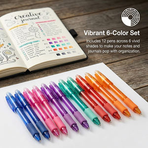 Bolígrafo de Gel Retráctil NOVISON con 8 Colores de Tinta (Azul, Negro, Azul Cielo, Rojo, Rosa, Naranja, Verde, Morado), Punta de 0.7mm para Oficina y Escuela - Product Image 4