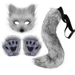 Disfraz Furry <span class=keywords><strong>de</strong></span> Media Máscara <span class=keywords><strong>de</strong></span> Zorro con Cola y Patas Therian Esponjosas para Cosplay - Product Image 5