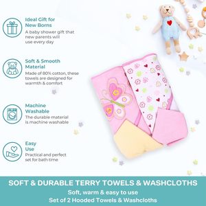 Ensemble de serviettes et débarbouillettes en coton tissé à capuche Spasilk pour bébé, 2 serviettes, 2 débarbouillettes, couleur unie, antimicrobien, écologique, pour la salle de bain - Product Image 4