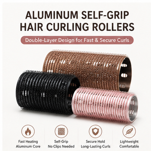 Bigoudis auto-agrippants en aluminium OEM personnalisés, bigoudis à <span class=keywords><strong>velcro</strong></span> double couche pour un coiffage professionnel en salon et un volume accru - Product Image 1