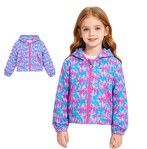 Abrigo con capucha y cremallera para niños, con lazos estilo coquette, venta al por mayor, ropa infantil de boutique, linda ropa para hermanas, nuevos estilos - Product Image 1