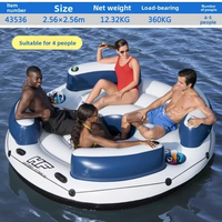 Île flottante gonflable en PVC, radeau, maison flottante, lit à coussin d'air, deux chaises longues pliantes aquatiques