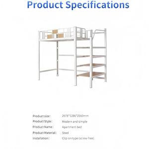 เตียงสองชั้นโลหะสำหรับผู้ใหญ่ที่พักสไตล์ลอฟท์ขนาดควีนไซส์พร้อมบันไดสำหรับใช้ในโรงเรียน - Product Image 4