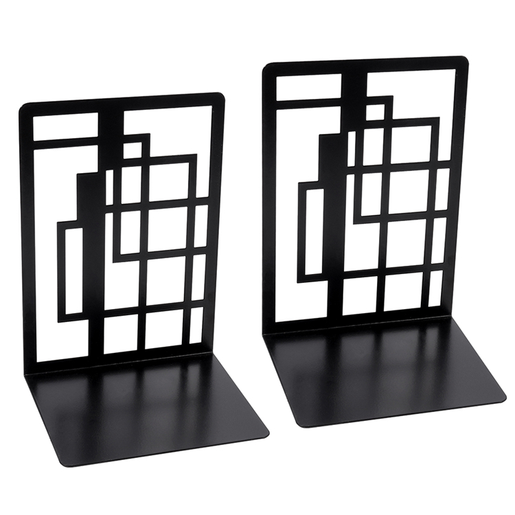 Прямоугольная Асимметричная полка для книг, черная настольная металлическая полка с лазерной резкой, сверхпрочная Современная книжная полка на заказ